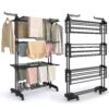 Étendoir à Linge, Séchoir Mobile à 4 Niveaux, avec roulettes, Pliable, 63,5 x 125,5 x 173 cm, Grande Capacité, Utilisation Intérieure et Extérieure